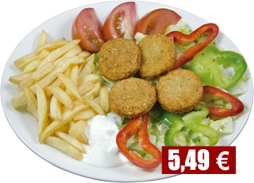 Kebab Falafel en plato + Patatas Fritas