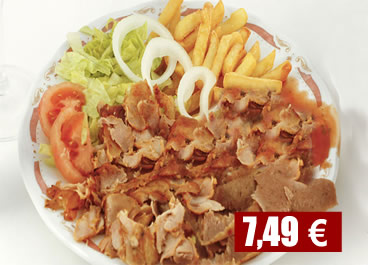 Kebab en plato solo con Patatas Fritas