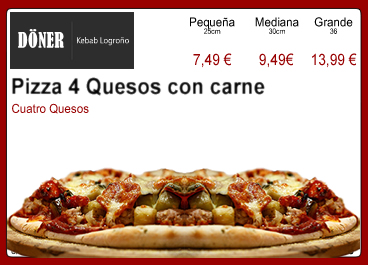 Pizza 4 Quesos con carne 